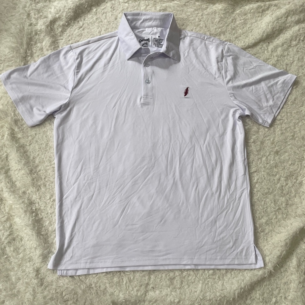 Grateful Dead Men's White Polo Shirt with Embroidered Logo